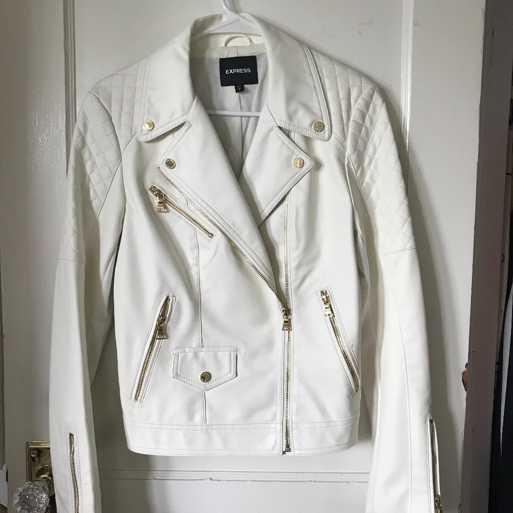 Express Faux White Leather Jacket